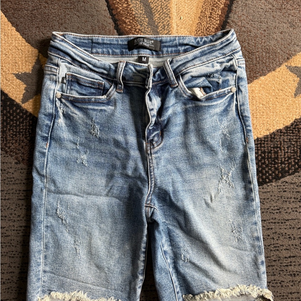Judy Blue Light Blue Distressed Boyfriend Jeans